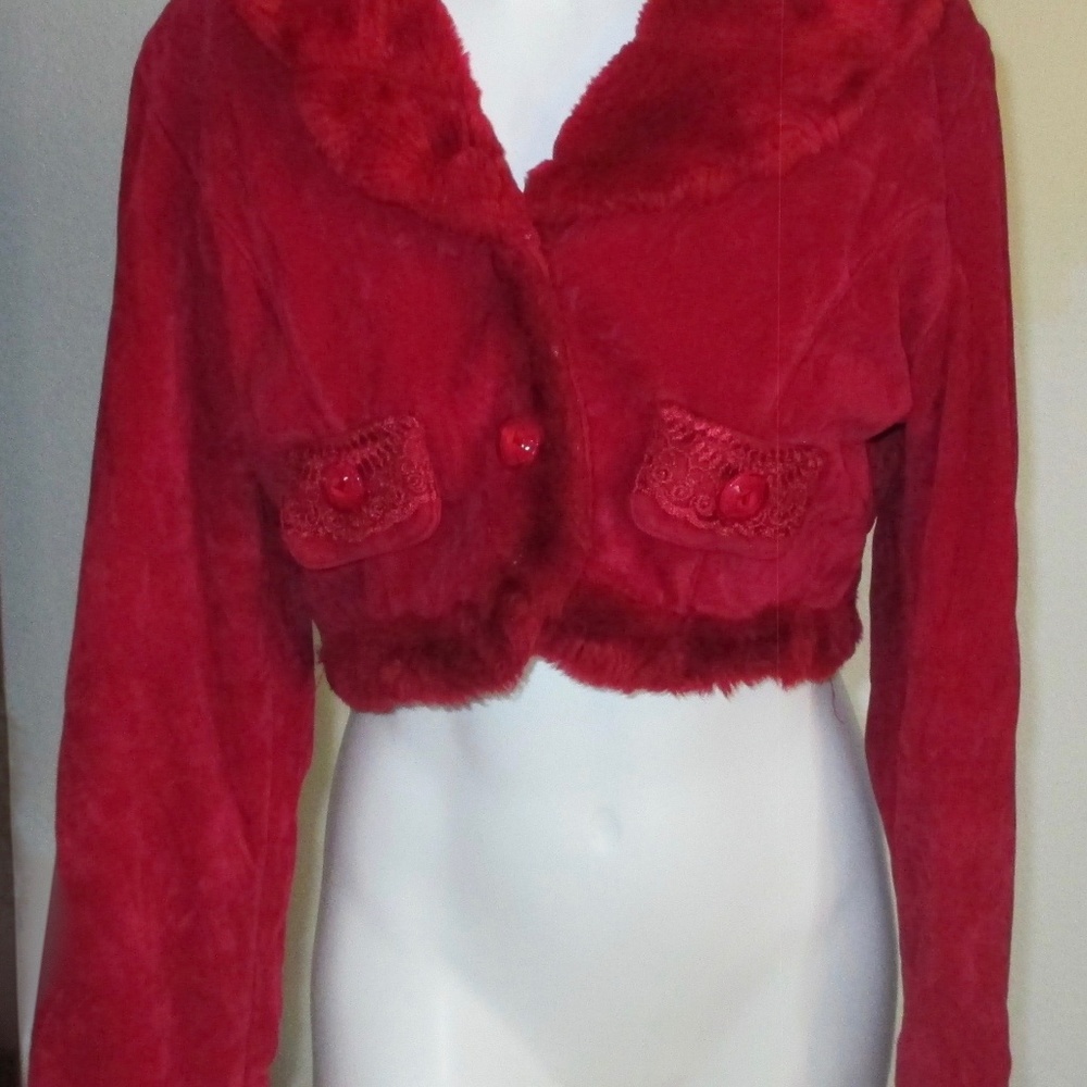 Sexy Red Silver Kiss Jacket Size Medium